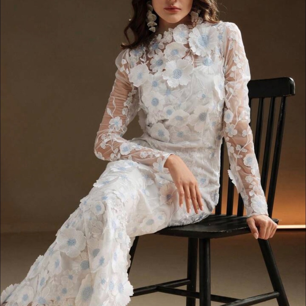 NEW W/ TAGS! Floral Appliqué Embroidered Dress